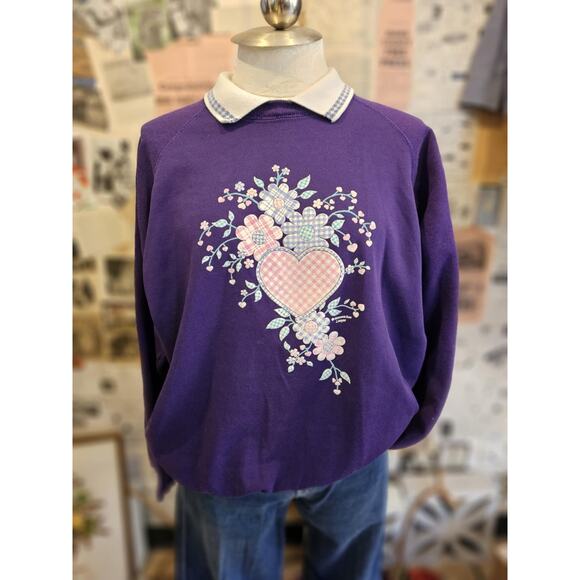 Morning Sun Purple Crewneck w/ White Collar Size X-Large - Picture 1 of 5